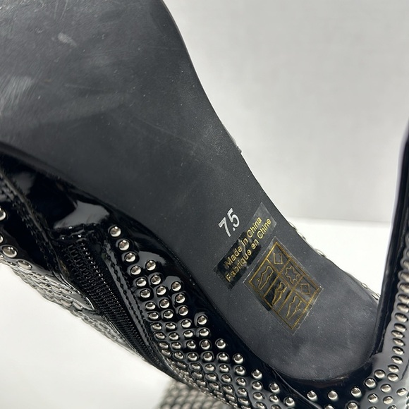 Jeffrey Cambpell High Heeled Ankle Boots Studded Patent Leather Black Size 7.5 - Picture 7 of 10